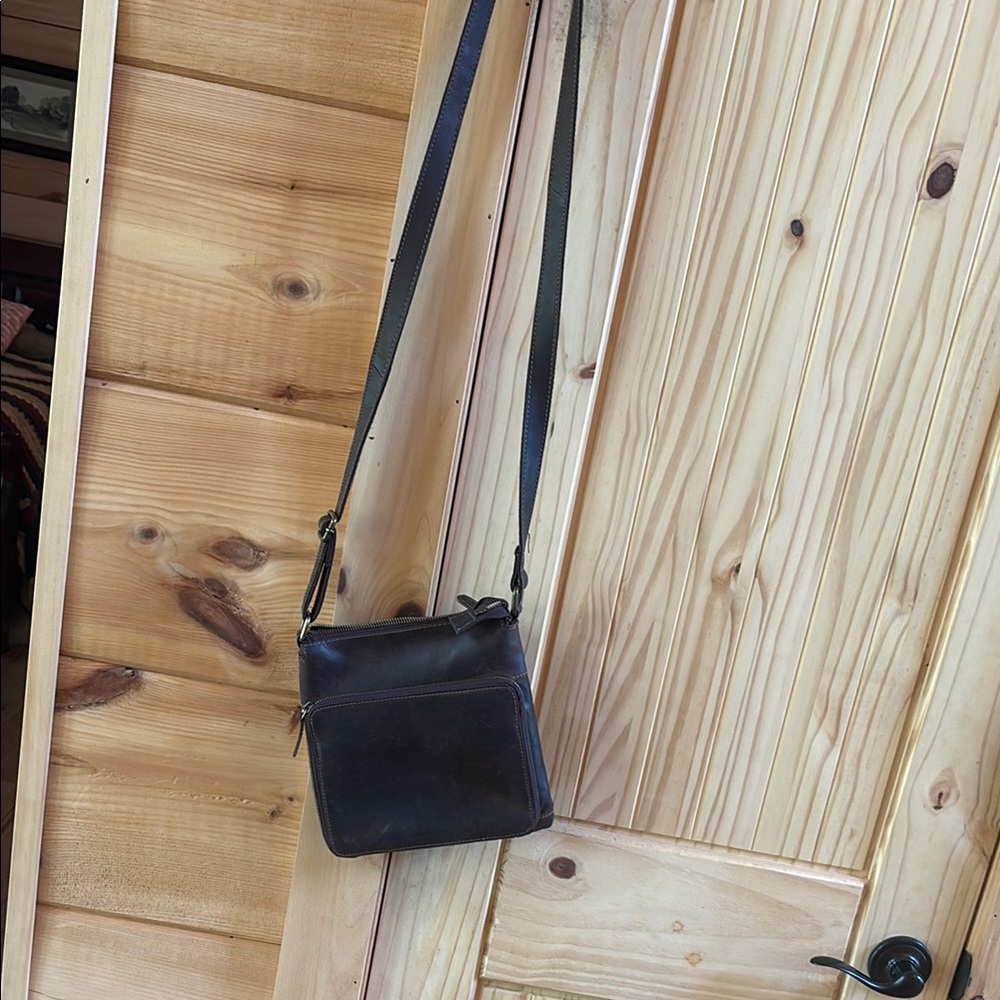 Brown Minimalist Crossbody Bag with Textured Finish